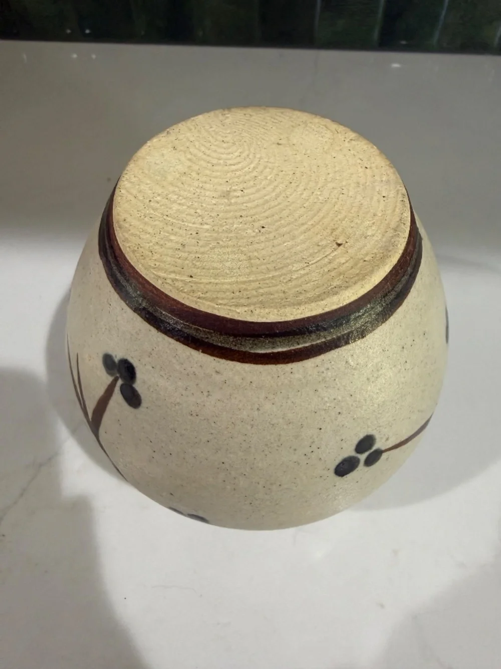 Vtg Studio Pottery Vase Hand Painted Berries
